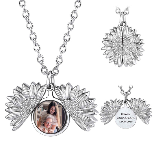Sunflower Locket Necklace with photo