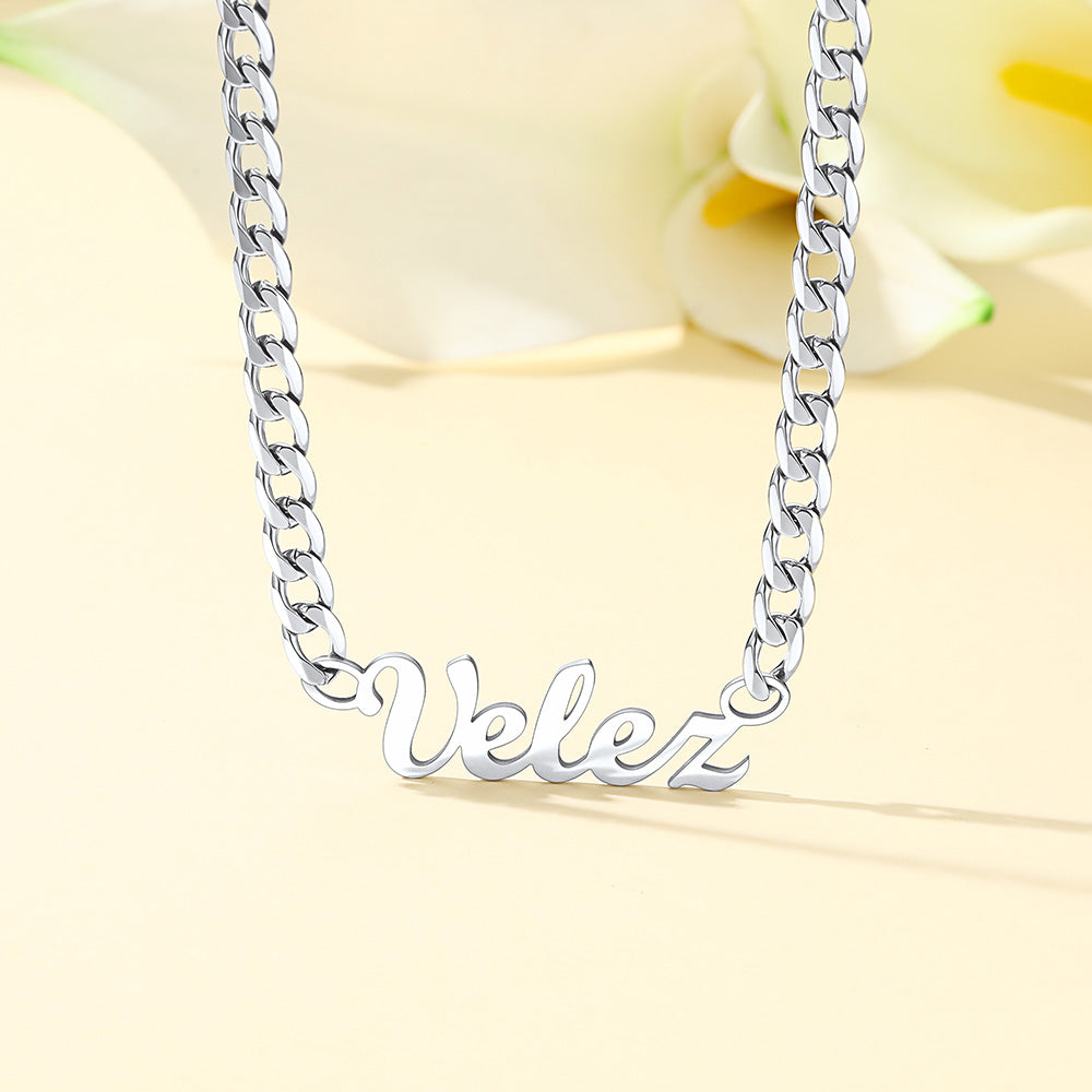 Custom4U Cuban Chain Name Necklace for Women Men