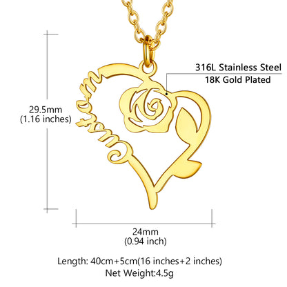 Custom4U Personalized Rose Name Necklace-Dimension figure 
