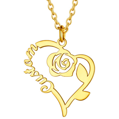 Custom4U Personalized Rose Name Necklace-gold