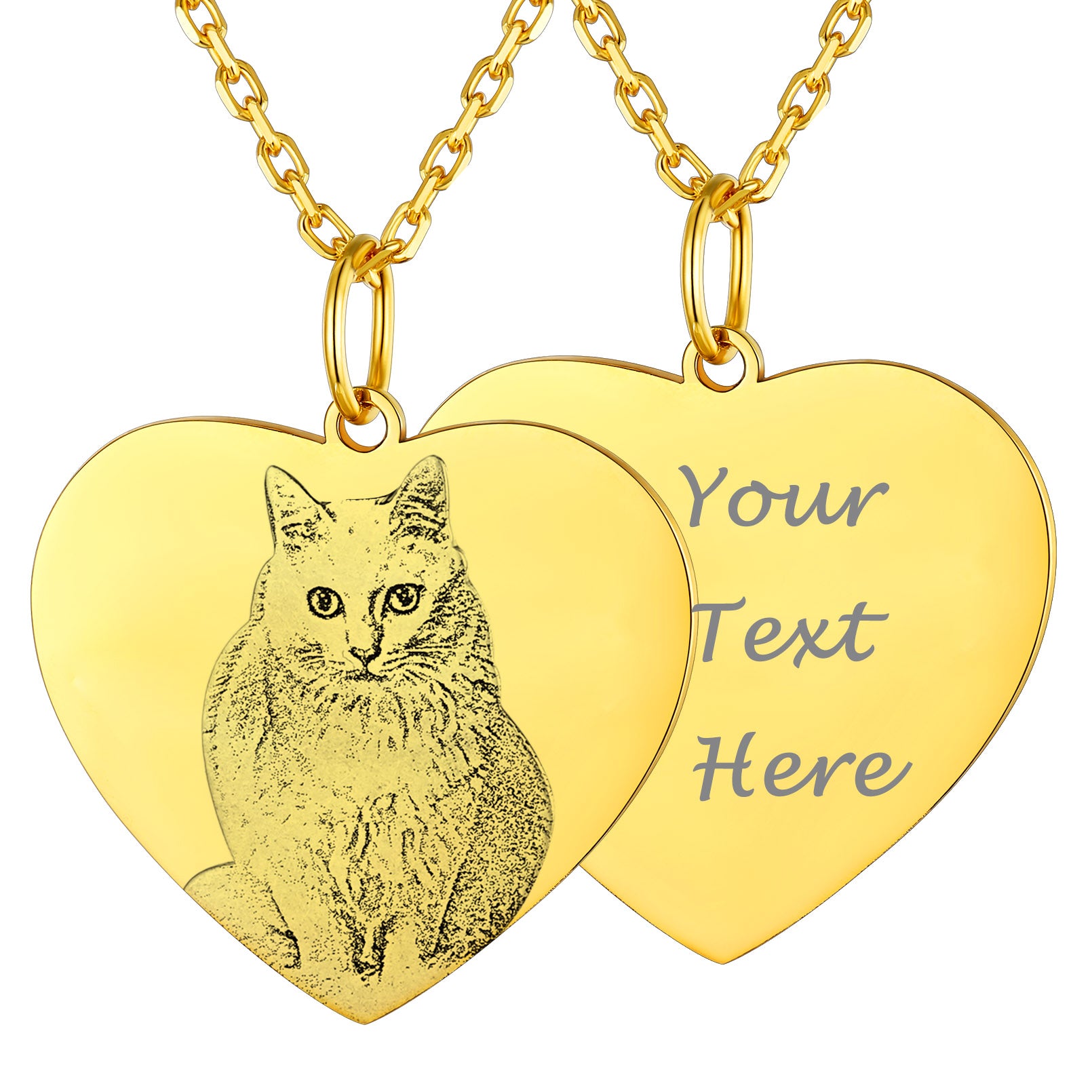 Custom4U Customized Pet Dog Cat Heart Portrait Picture Necklace