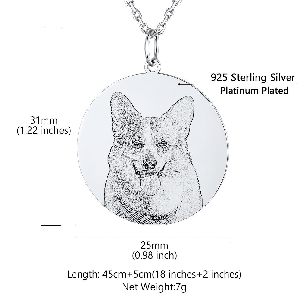 Custom4U Customized Pet Dog Cat Portrait Picture Necklace-Dimension Figure