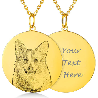 Custom4U Customized Pet Dog Portrait Picture Necklace-Gold Plated