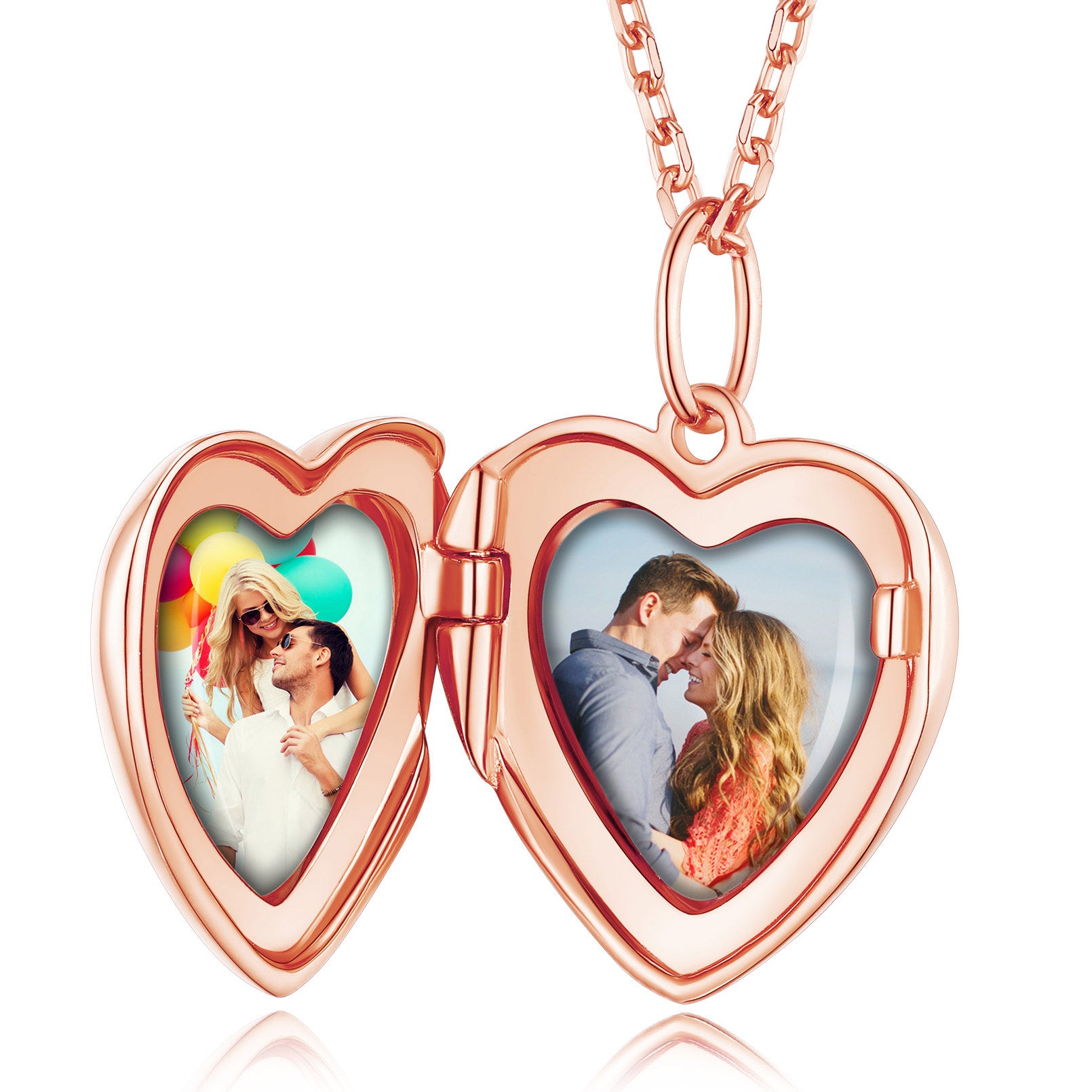 Custom4U Heart Locket Necklace- rose gold