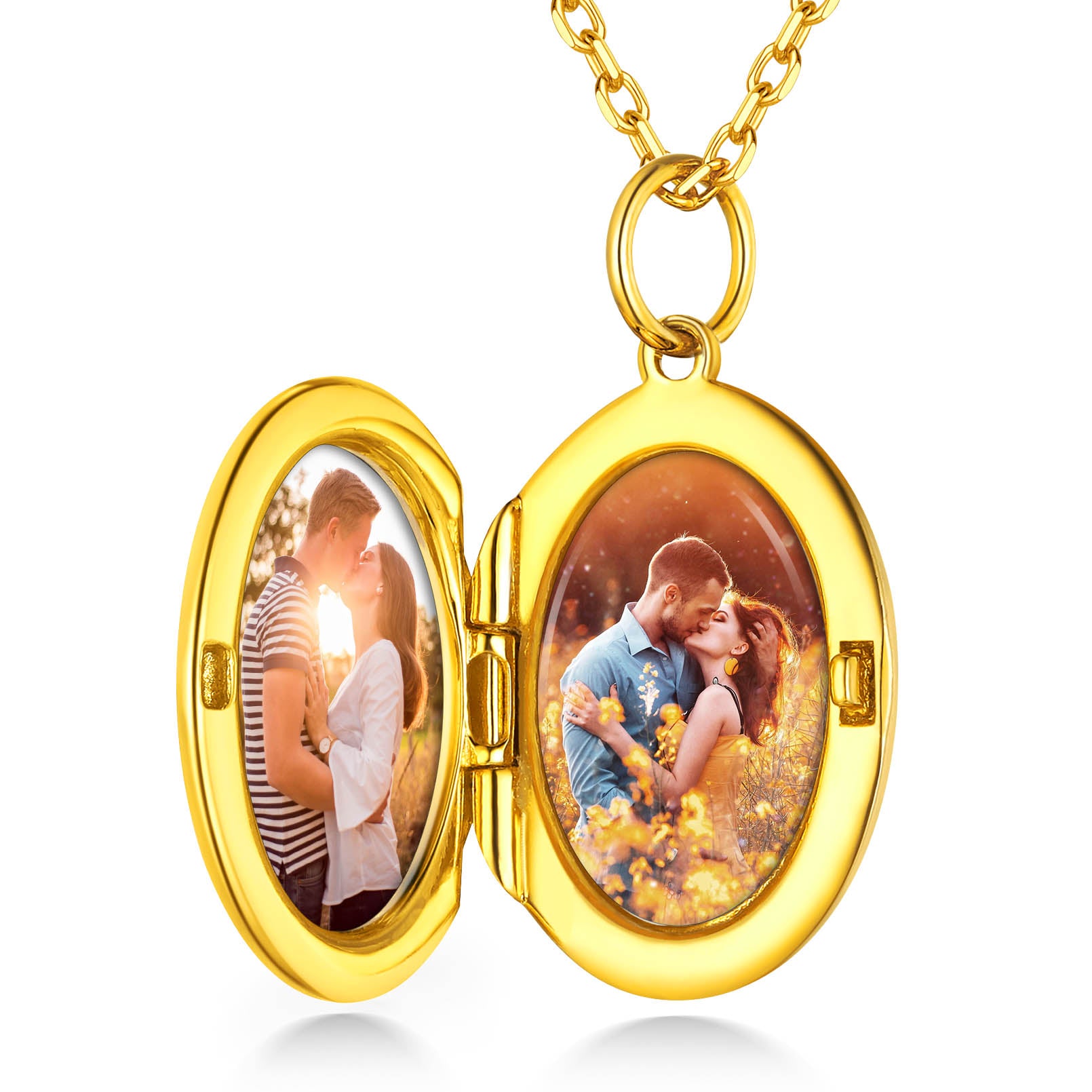 Custom4U Oval Locket Necklace-gold plated