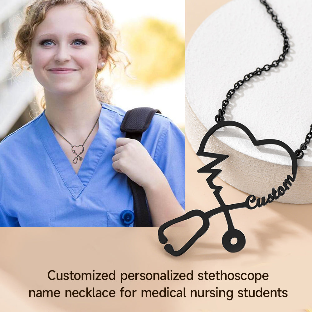 Custom4U Personalized Stethoscope Name Necklace