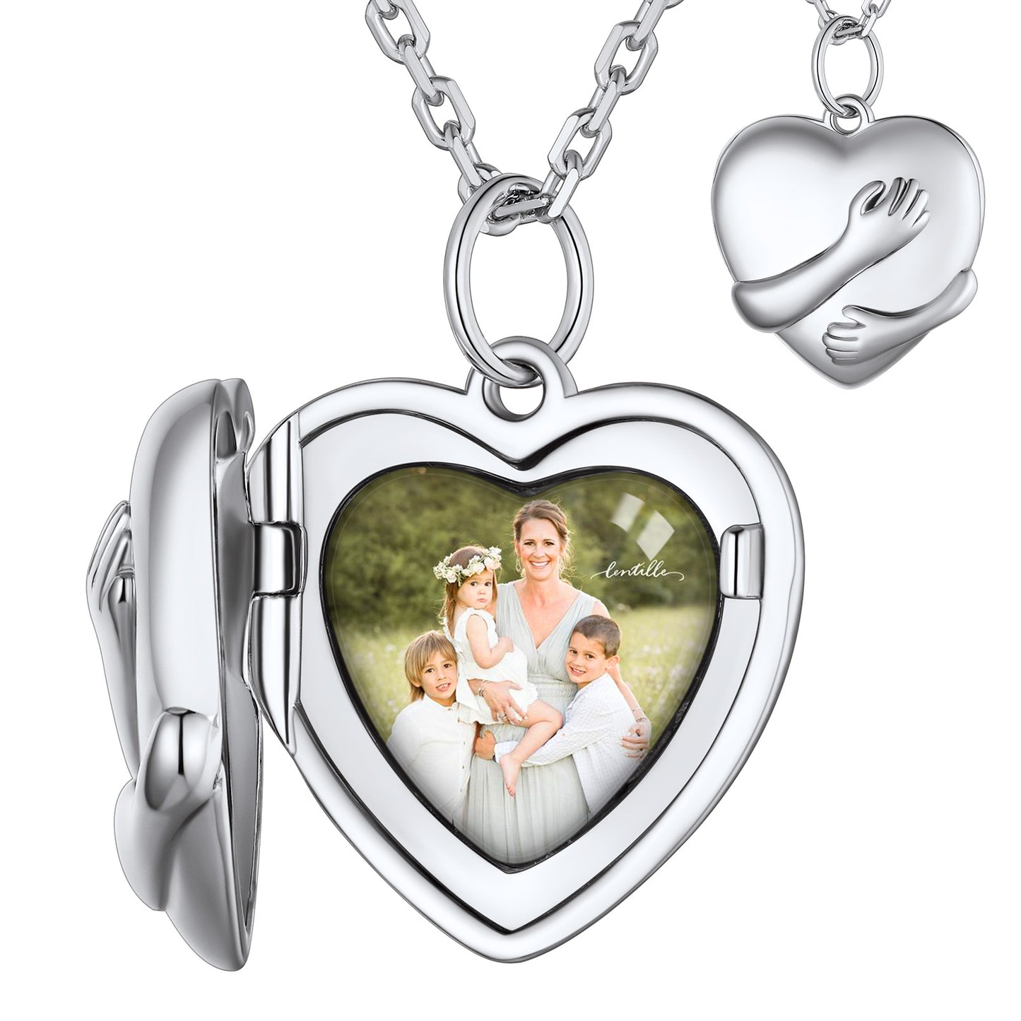 Custom4U Silver Plated Customized Heart Locket Necklace