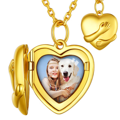 Custom4U  Gold Plated Customized Picture Heart Locket Necklace