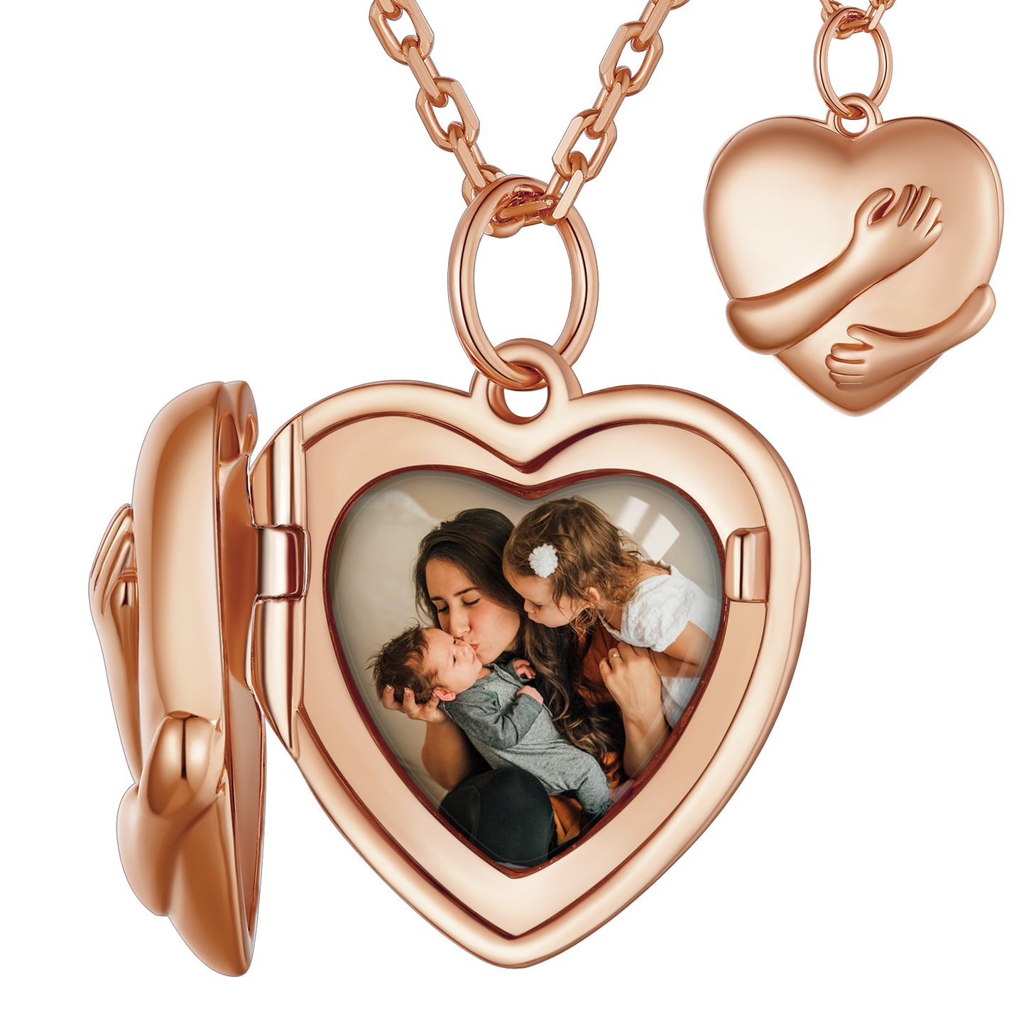 Custom4U Rose Gold Customized Heart Locket Necklace
