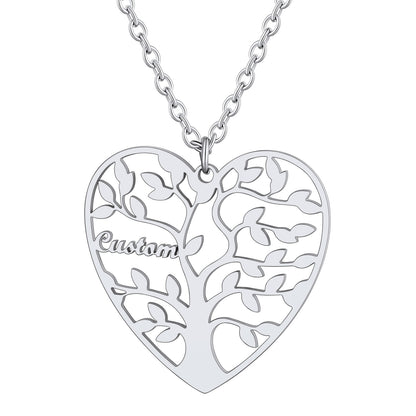 Custom4U Tree Of Life Necklace-1 name-silver