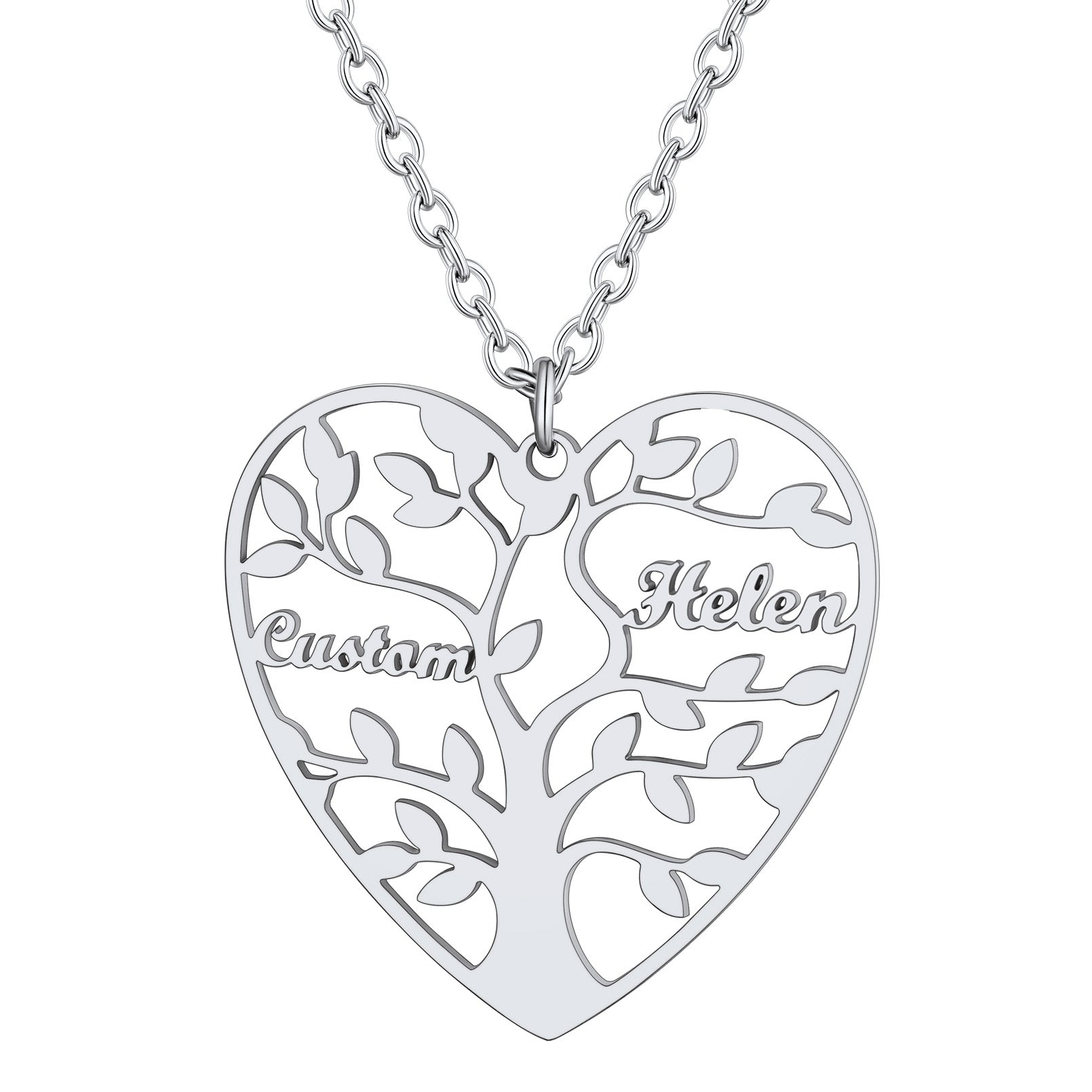 Custom4U Tree Of Life Necklace-2 names-silver