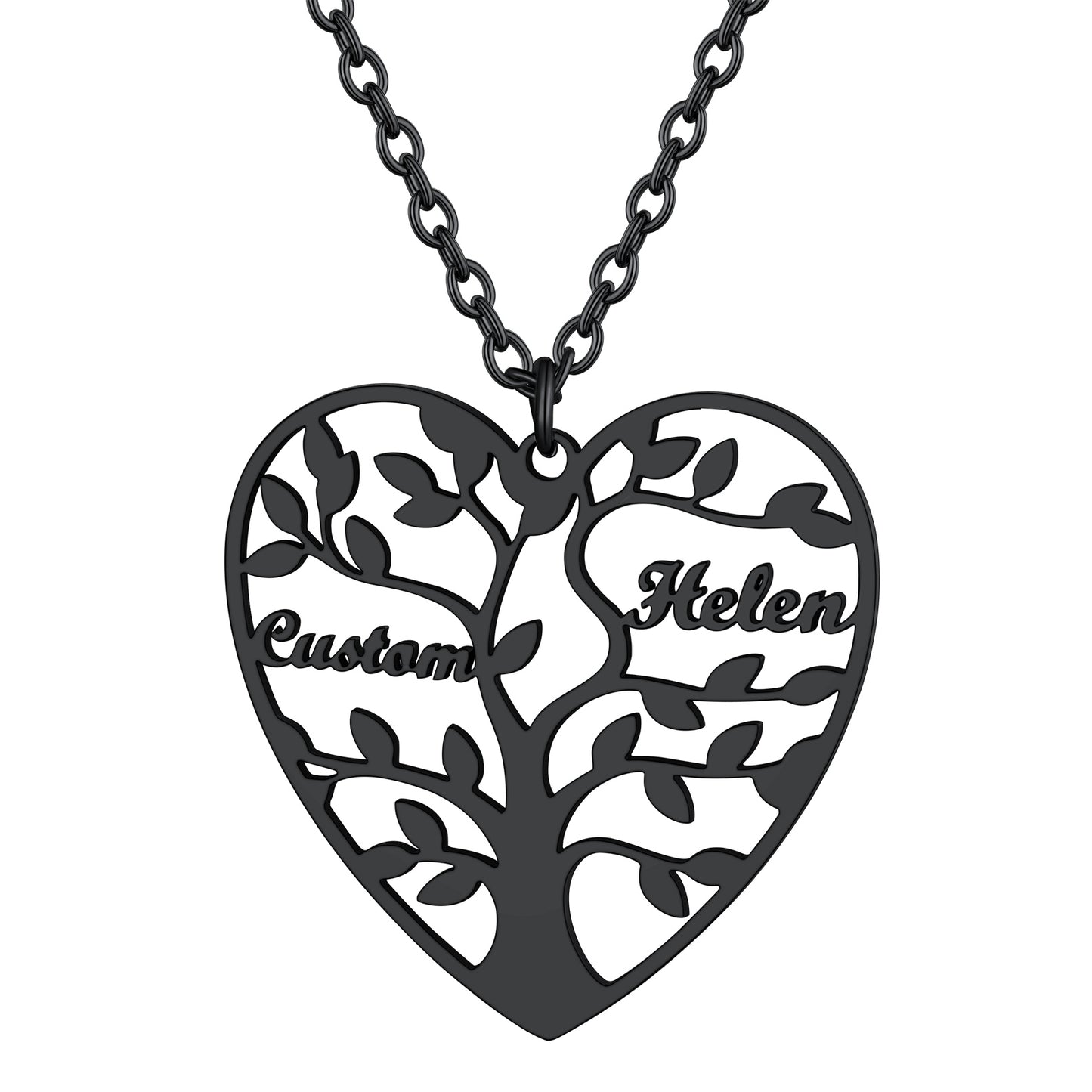 Custom4U Tree Of Life Necklace-2 names-black