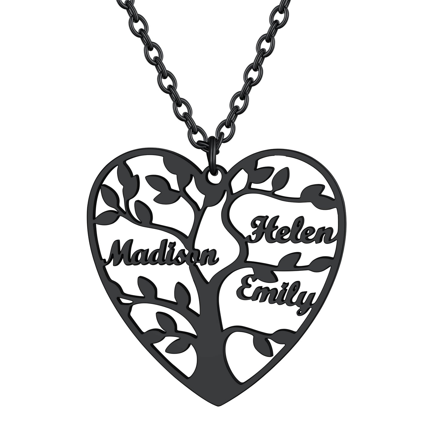 Custom4U Tree Of Life Necklace-3 names-black