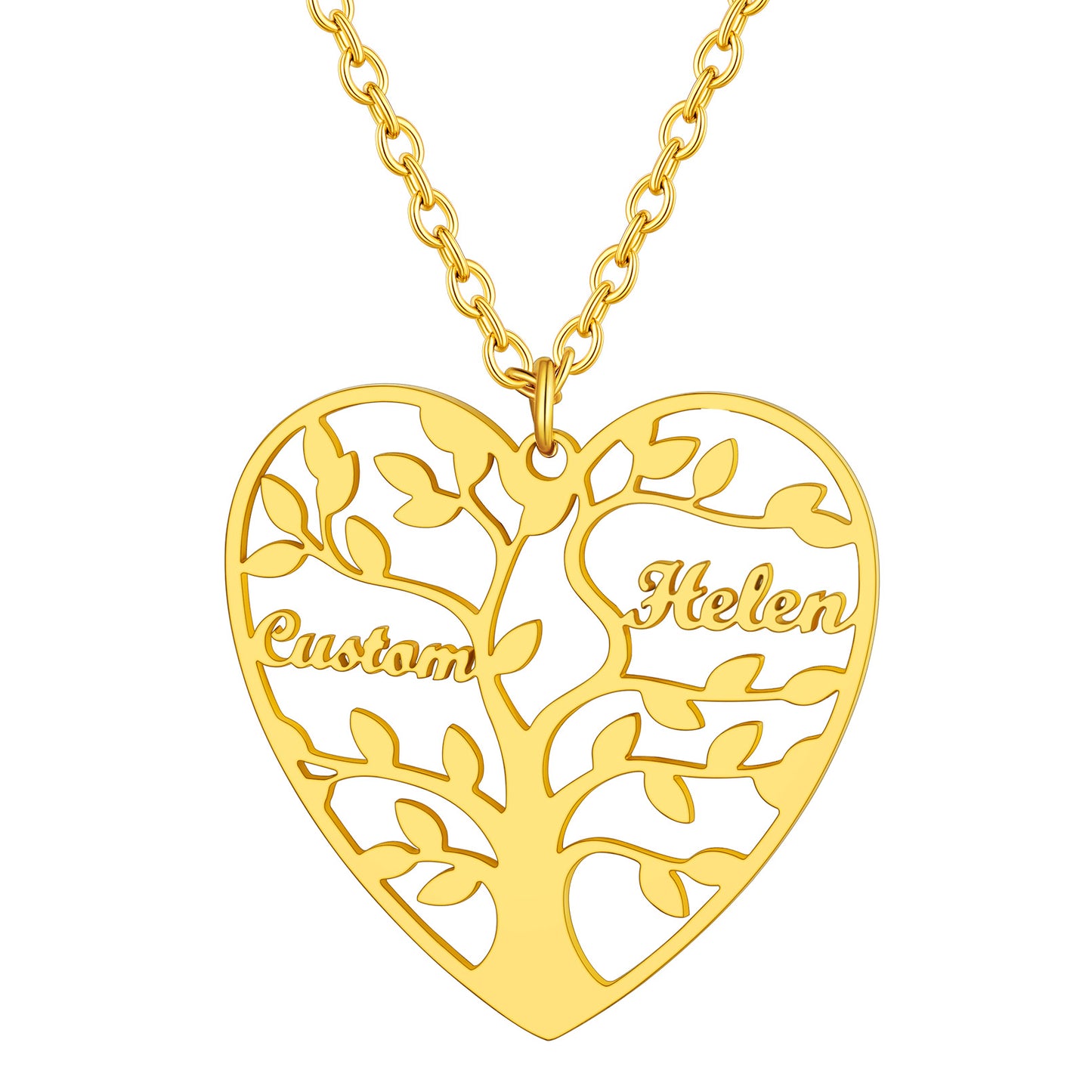Custom4U Tree Of Life Necklace-2 names-gold