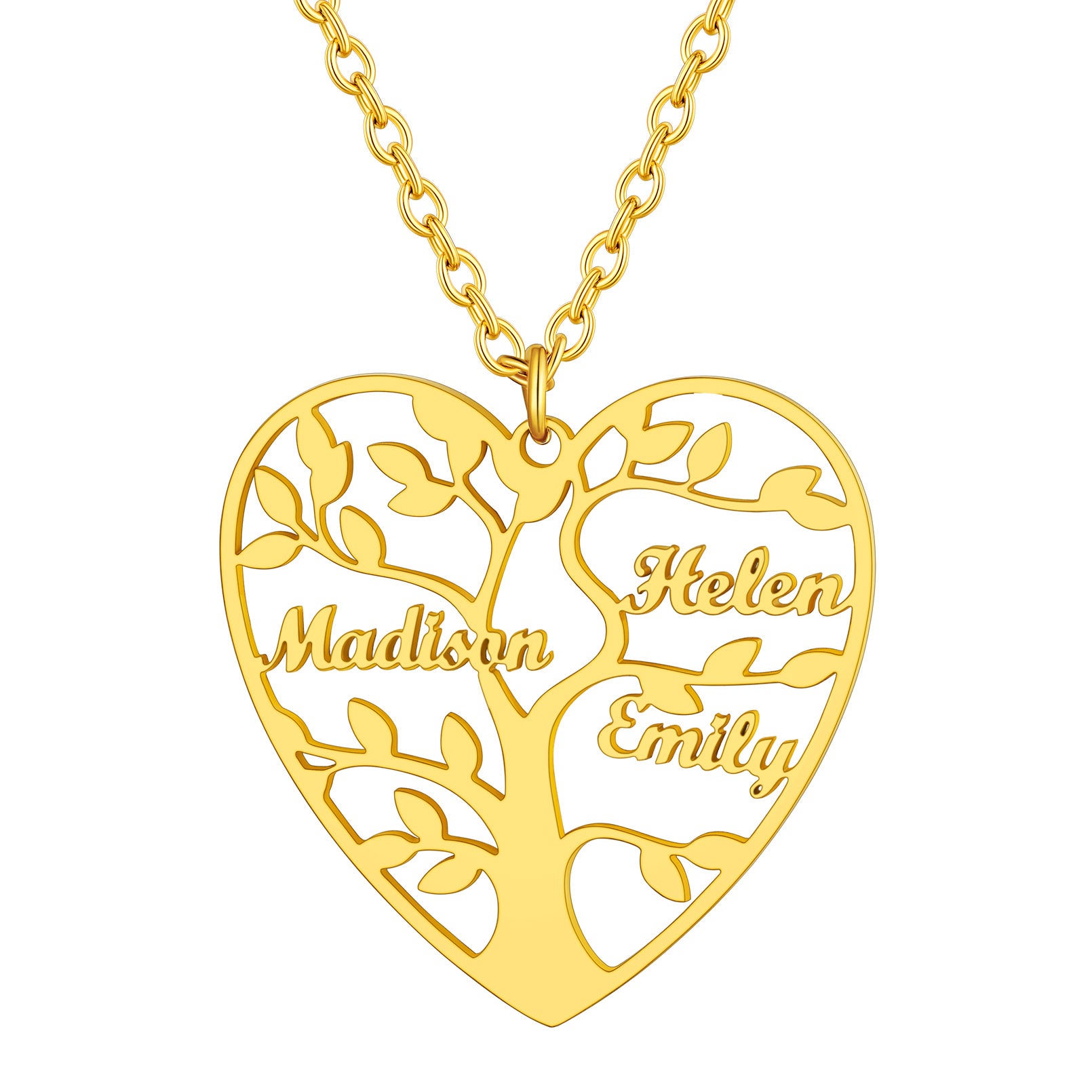 Custom4U Tree Of Life Necklace-3 names-gold