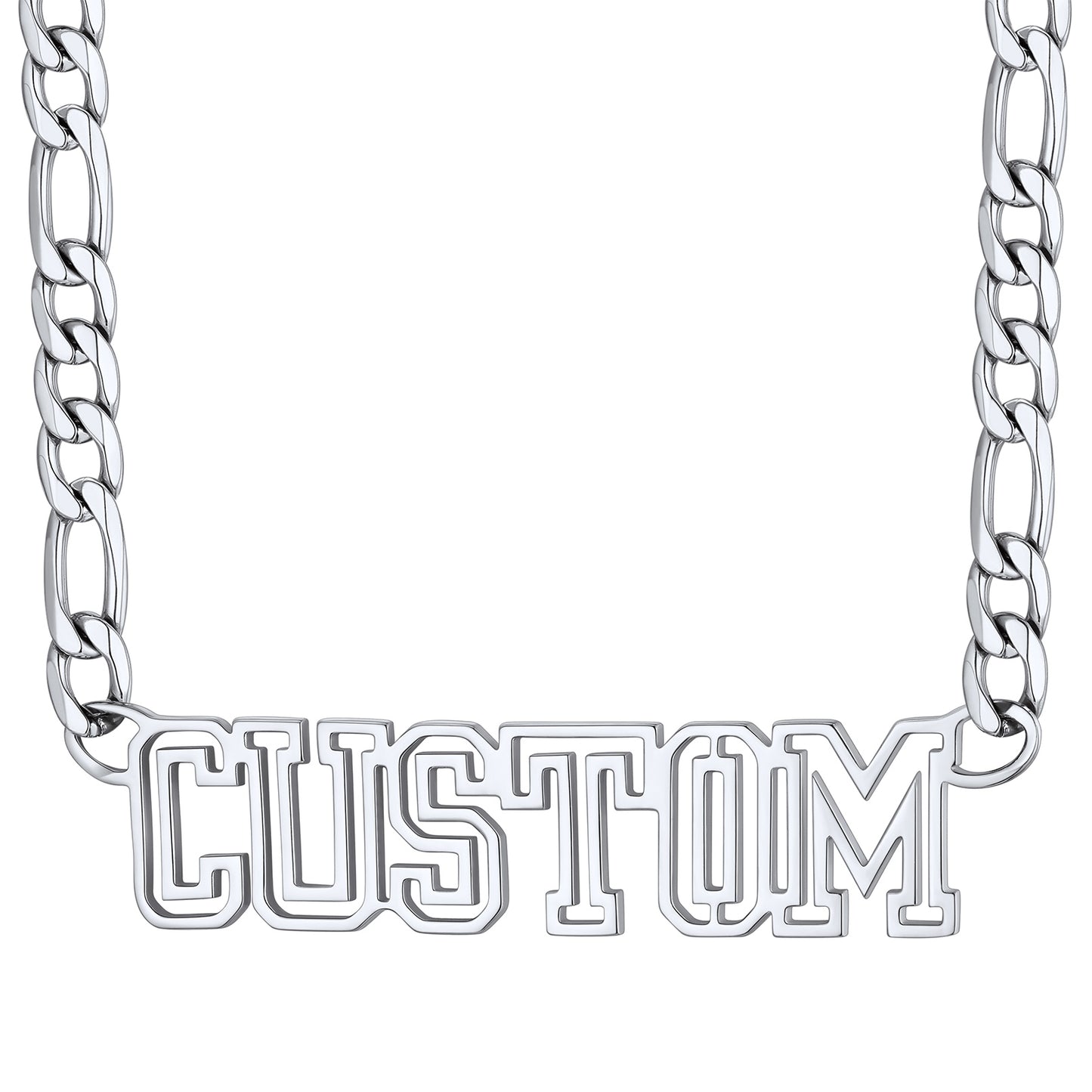 Custom4U Steel  Personalized Name Figaro Chain Choker