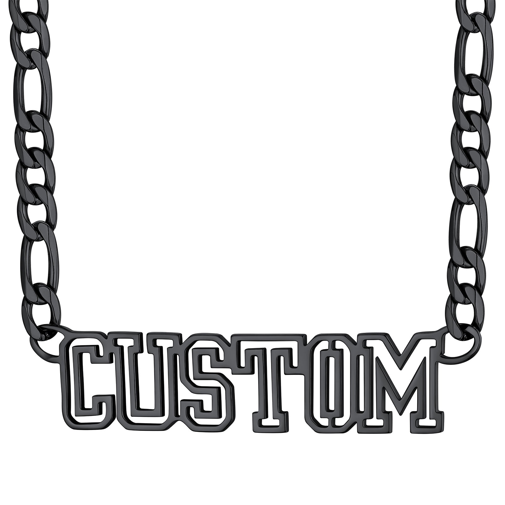 Custom4U Gold Plated Personalized Name Figaro Chain Necklace