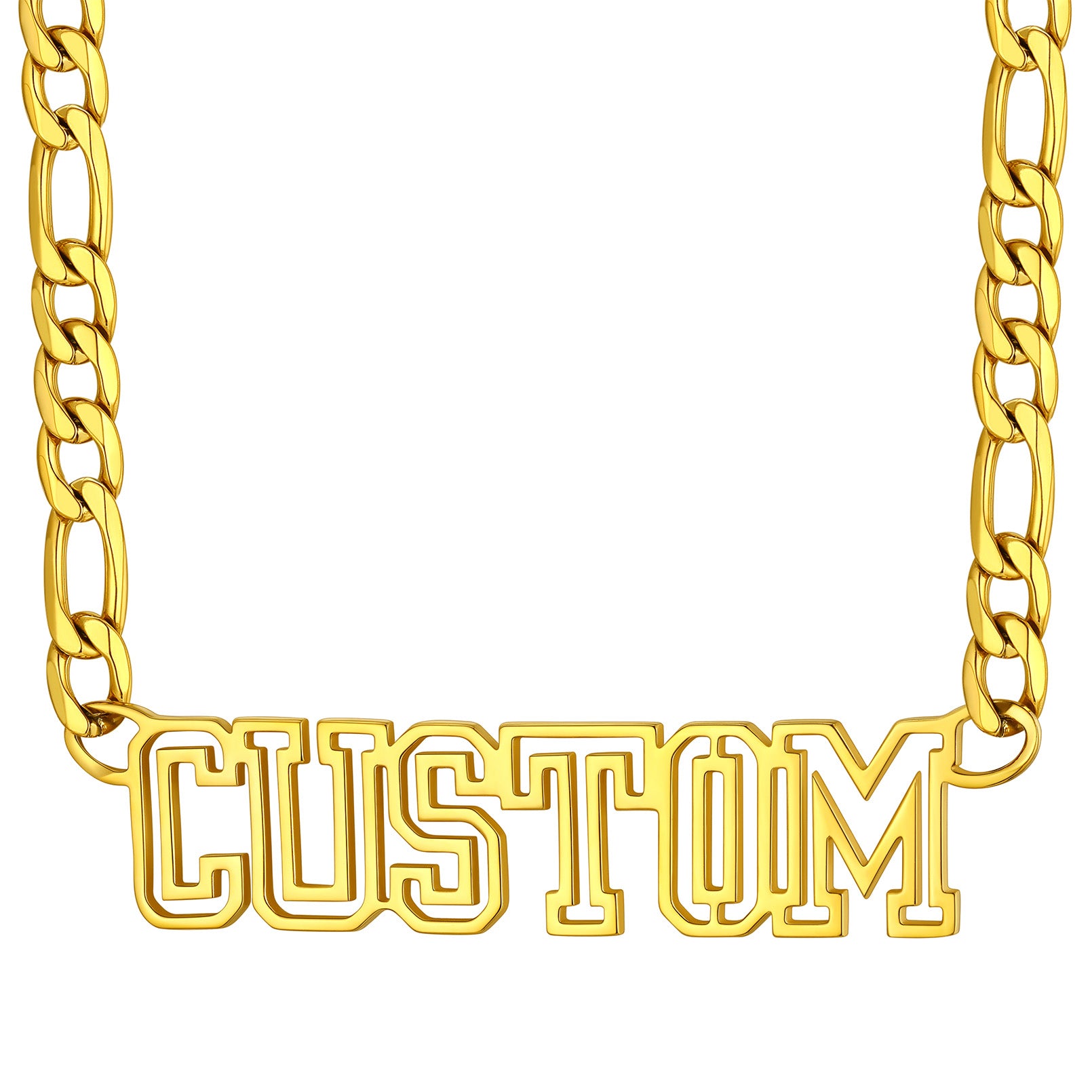 Custom4U Black Plated Personalized Name Figaro Chain Choker