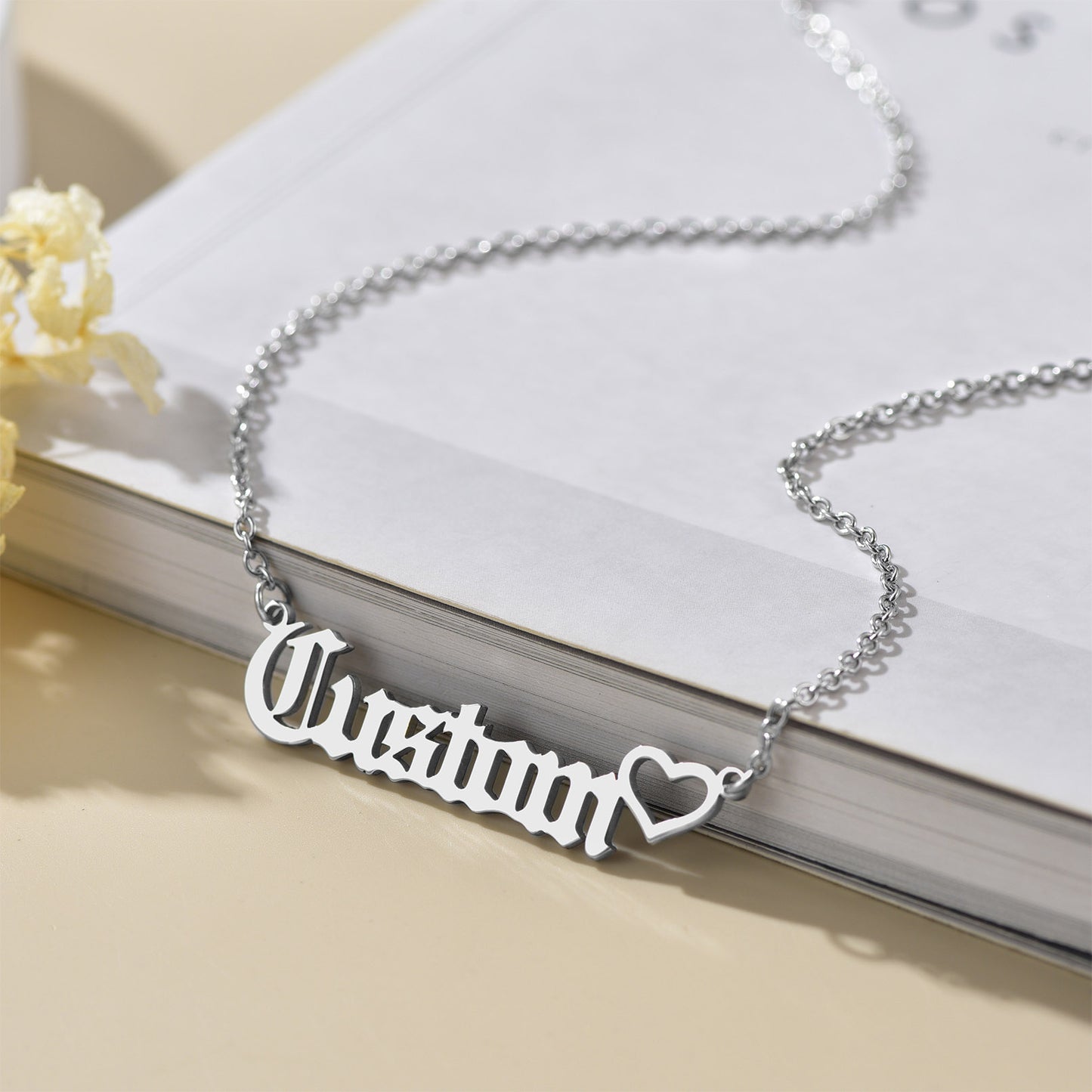 Custom4U Steel-Personalized  Heart Name Necklaces