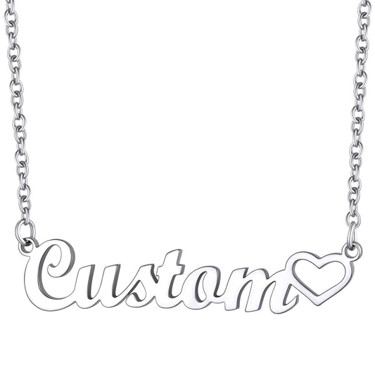 Custom4U Personalized  Heart Name Necklaces-steel