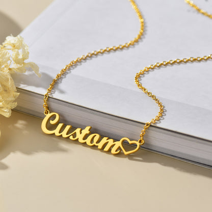 Custom4U Gold Plated-Personalized  Heart Name Necklaces