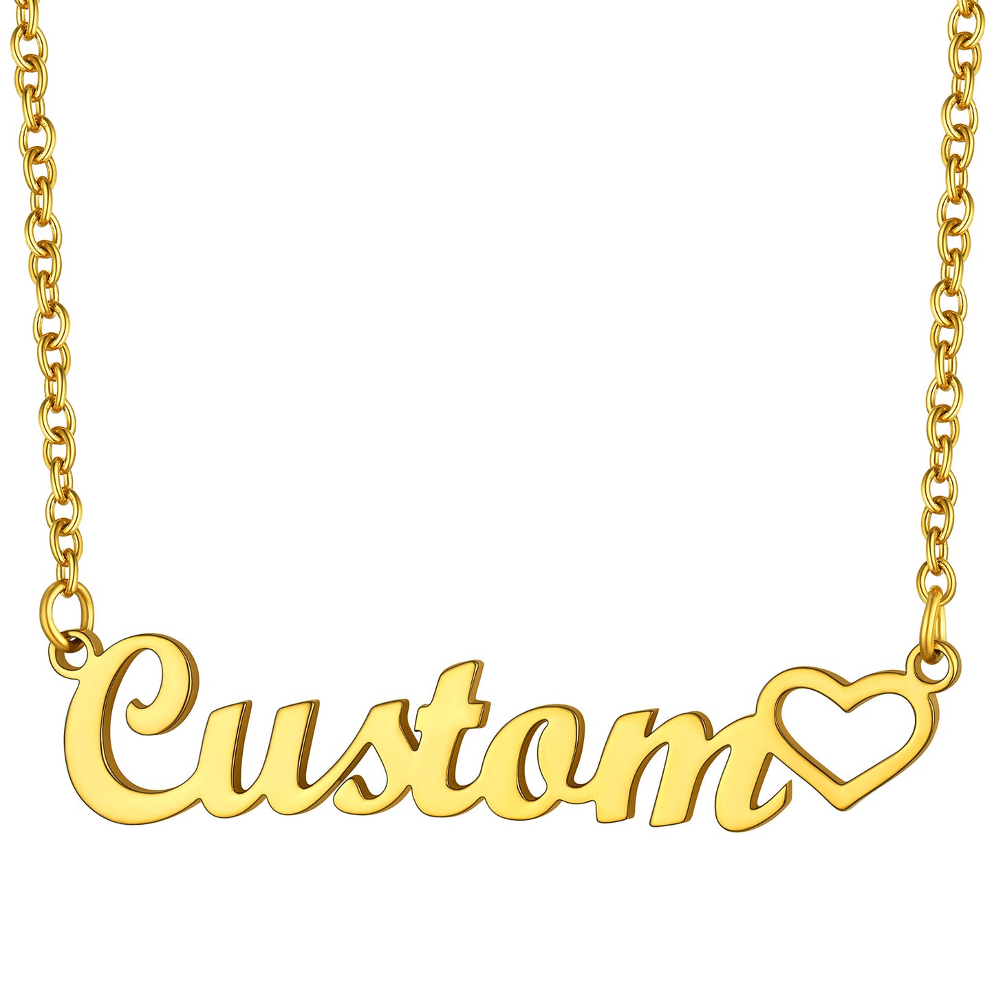 Custom4U Personalized  Heart Name Necklaces-Gold Plated