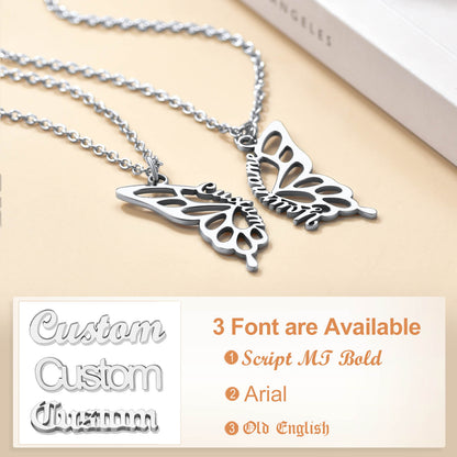 Custom4U Customized Butterfly Friendship Name Necklace-3 font available