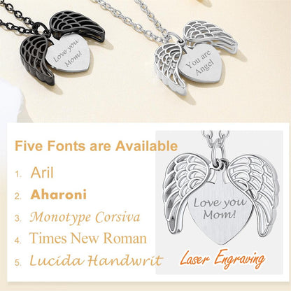 Custom4U Personalized Angel Wings Locket Necklace 