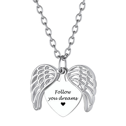 Custom4U Personalized Angel Wings Heart Locket Necklace with Name Engraved