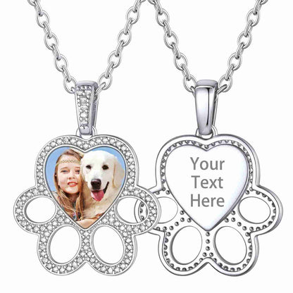 Custom4U Personalized Dog Paw Photo Necklace