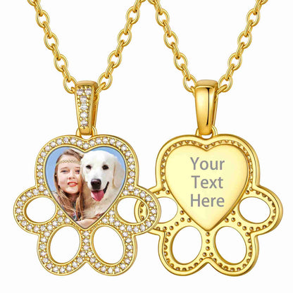 Custom4U Personalized Dog Paw Photo Necklace