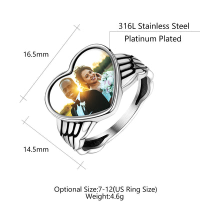 Custom4U Personalized Heart-Shaped Photo Rings  Size