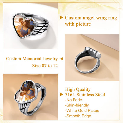 Custom4U Personalized Heart-Shaped Photo Rings 