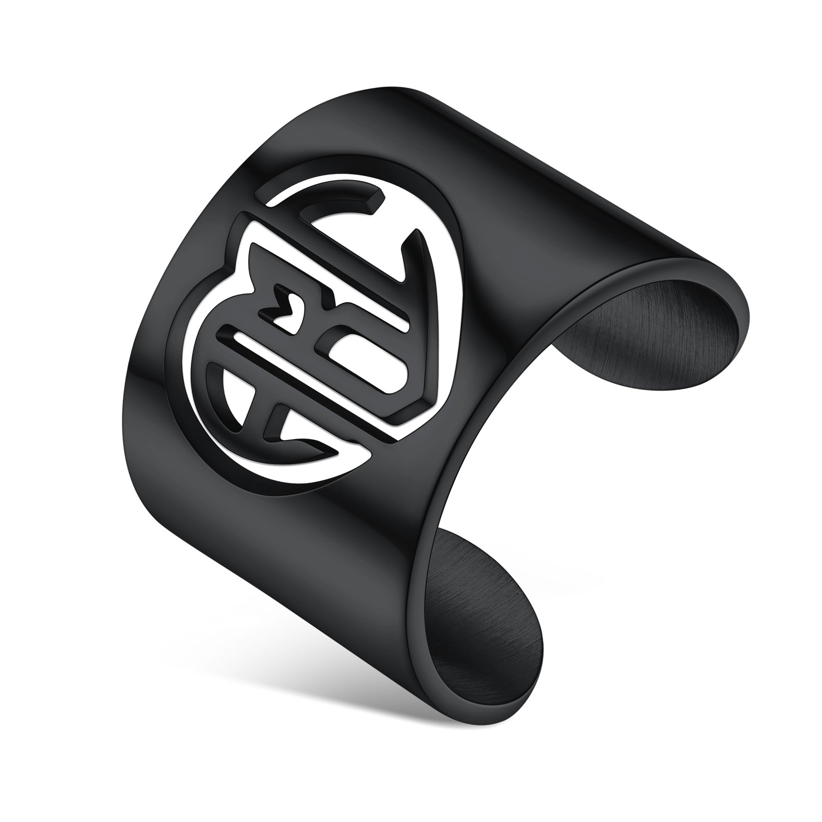  Custom4U Black Personalized Monogram Open Ring