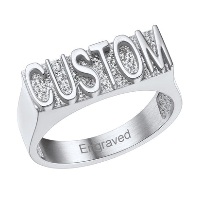 Custom4U Gold Plated/ 6.5mm wide Personalized Name Engraved Rings