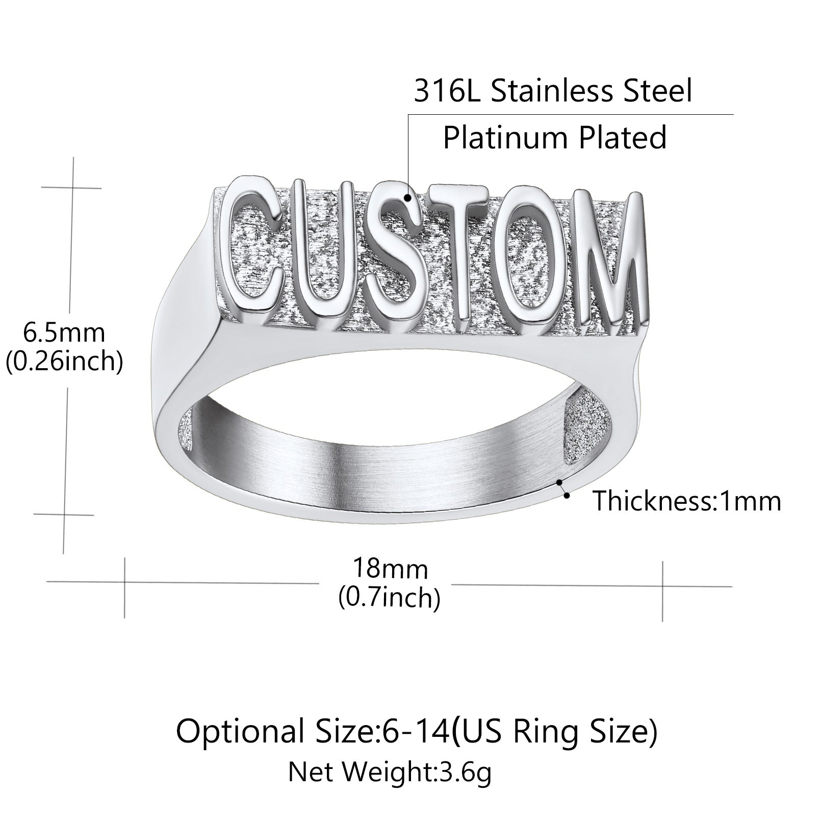 Custom4U Personalized Name Engraved Rings-Dimension figure size 1