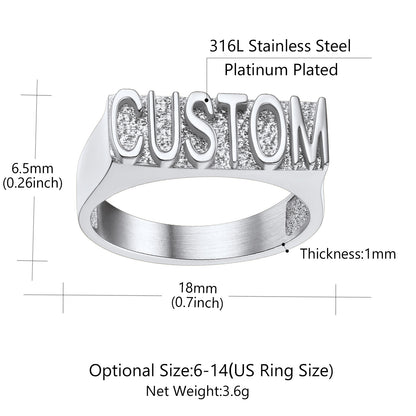 Custom4U Personalized Name Engraved Rings-Dimension figure size 1