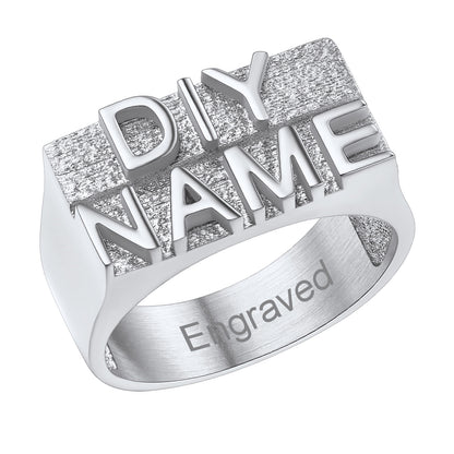 Custom4U Steel/ 9.8mm wide Personalized Name Engraved Rings