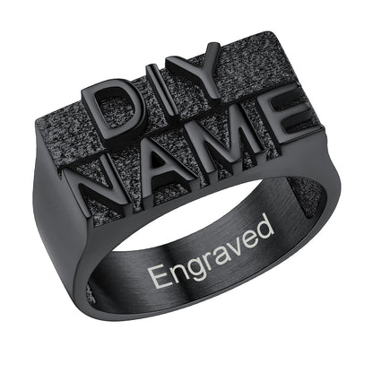 Custom4U  Black Plated / 9.8mm wide Personalized Name Engraved Rings