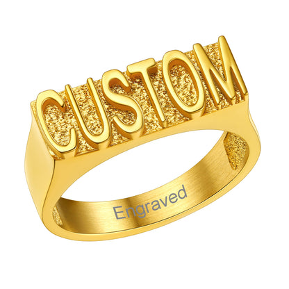 Custom4U Gold Plated/ 6.5mm wide Personalized Name Engraved Rings