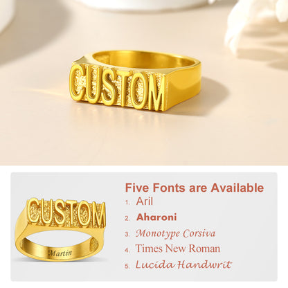 Custom4U Personalized Name Engraved Rings-5 fonts available