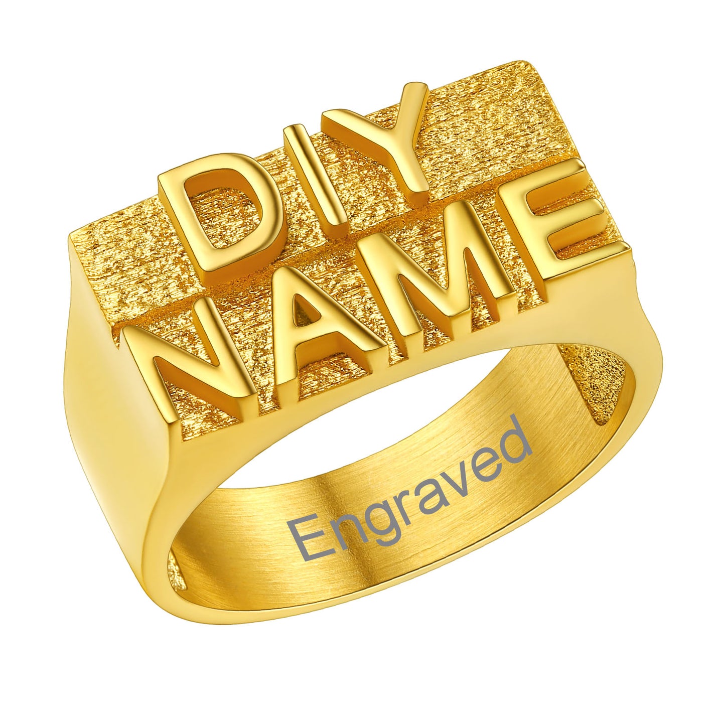 Custom4U Gold Plated/ 9.8mm wide Personalized Name Engraved Rings 