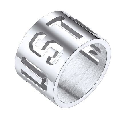 Custom4U Steel Name Engraved Ring-15mm width-steel
