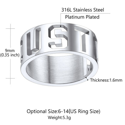 Custom4U Name Engrave Spinner Ring-9mm width-Dimension Figure