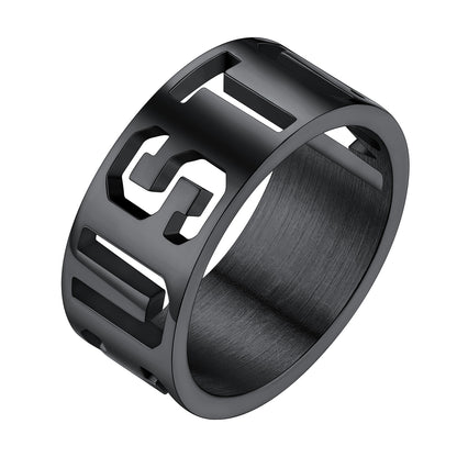 Custom4U Name Engrave Spinner Ring-9mm width-Black