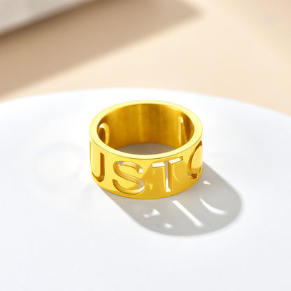 Custom4U Steel Name Engraved Ring-9mm width-Gold