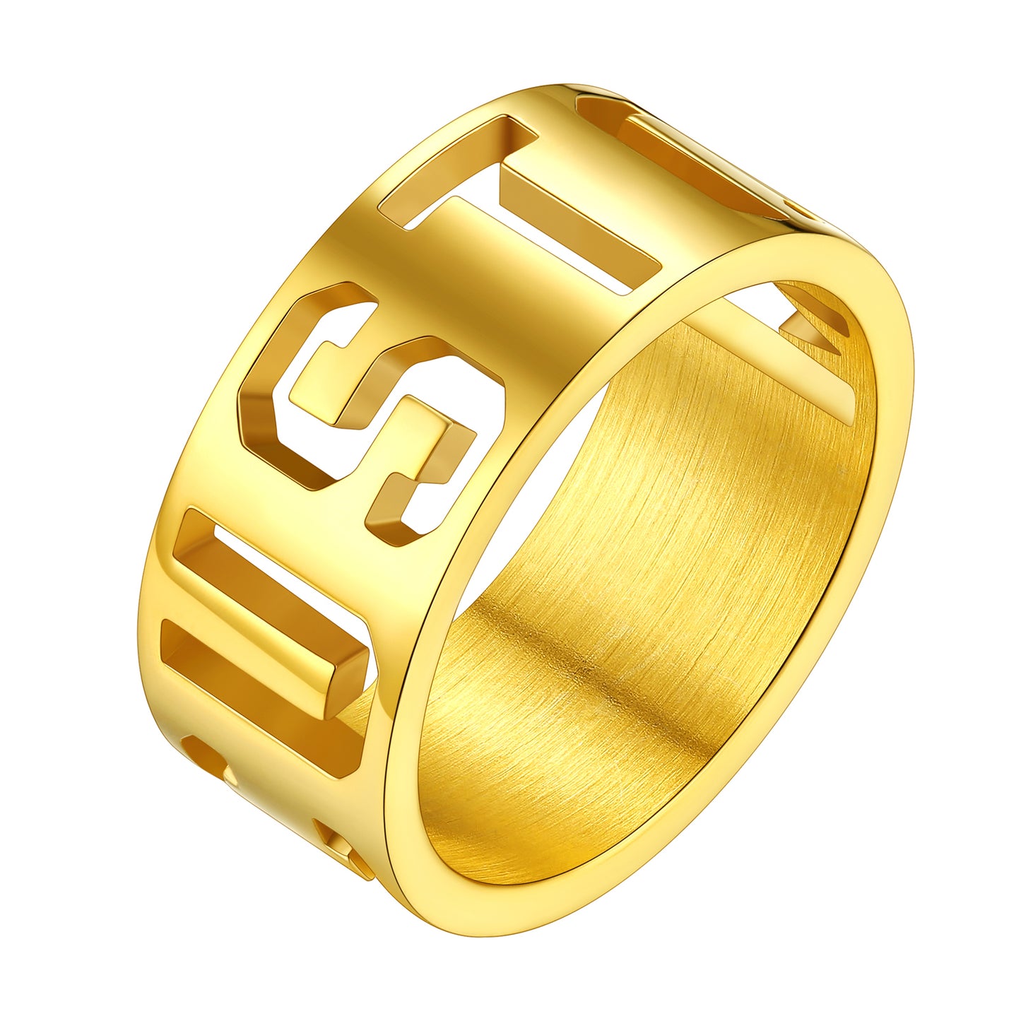 Custom4U Name Engrave Spinner Ring-9mm width-Gold