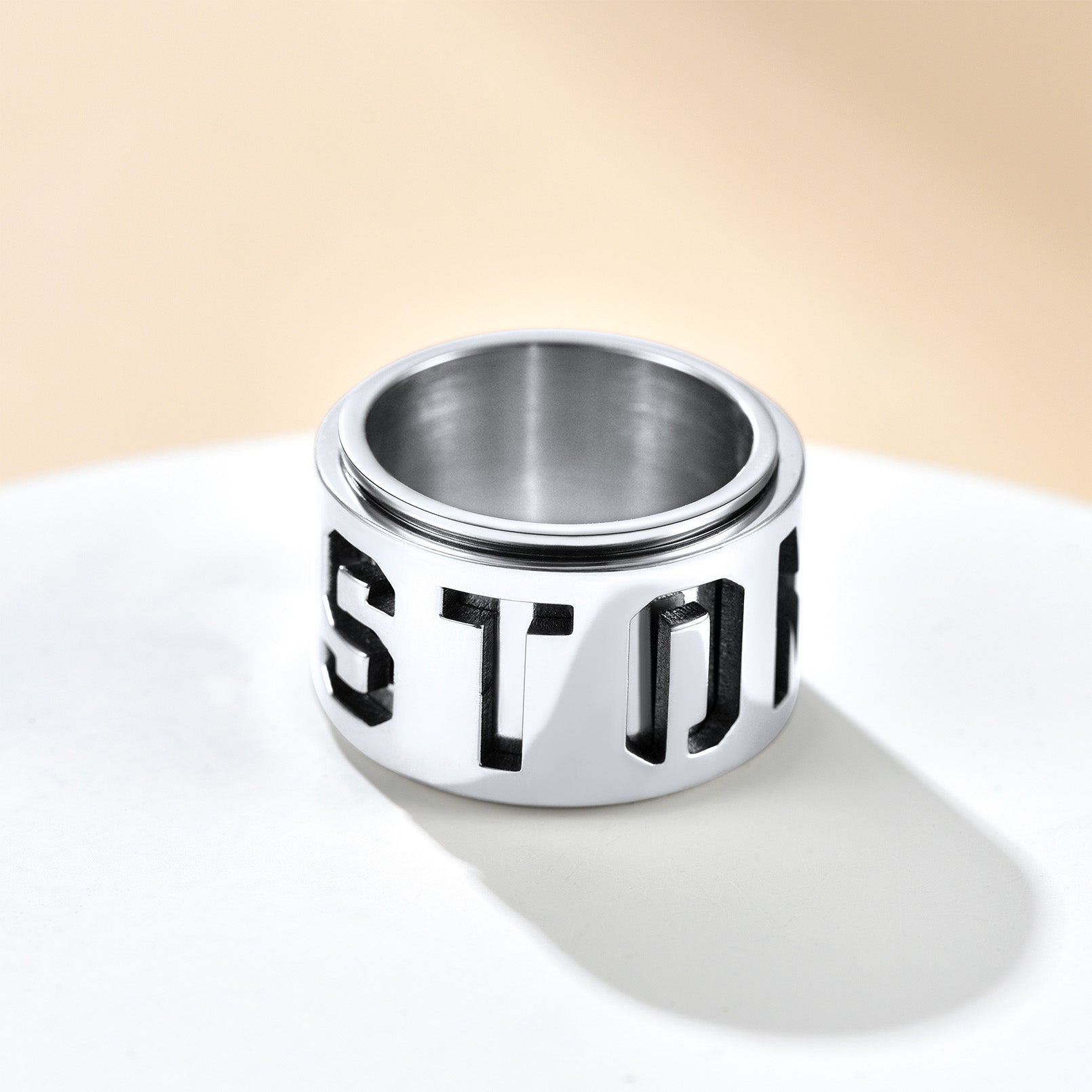Custom4U Steel/ 15mm Personalized Name Spinner Anti-stress Ring