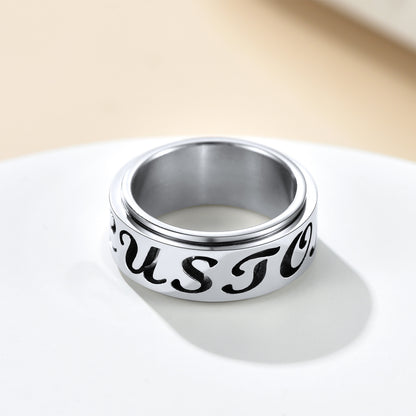 Custom4U Steel/ 9mm Personalized Nameplate Spinner Anti-stress Ring