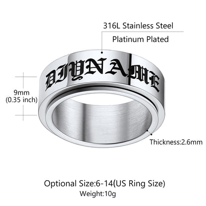 Custom Letter Rotatable Band Ring